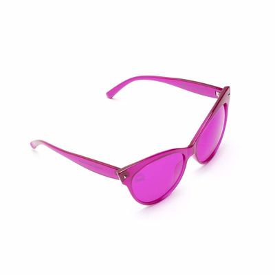 Óculos de sol da lente de Cat Eyes Plastic Frame Magenta da terapia da cor