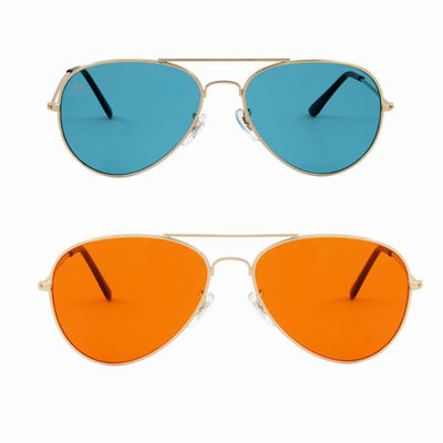 Grandes vidros completos de Sunglasses Color Therapy Sun do aviador do quadro do metal