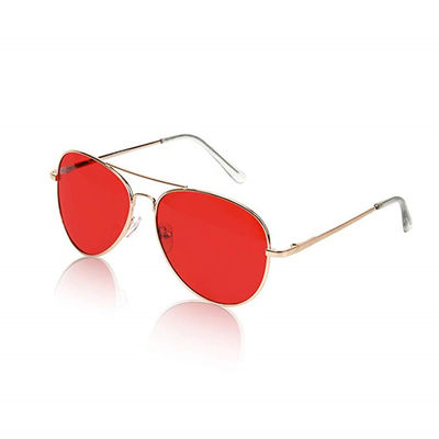 Quadro redondo do ouro do braço dos óculos de sol 125mm da terapia da cor UV400 vermelha